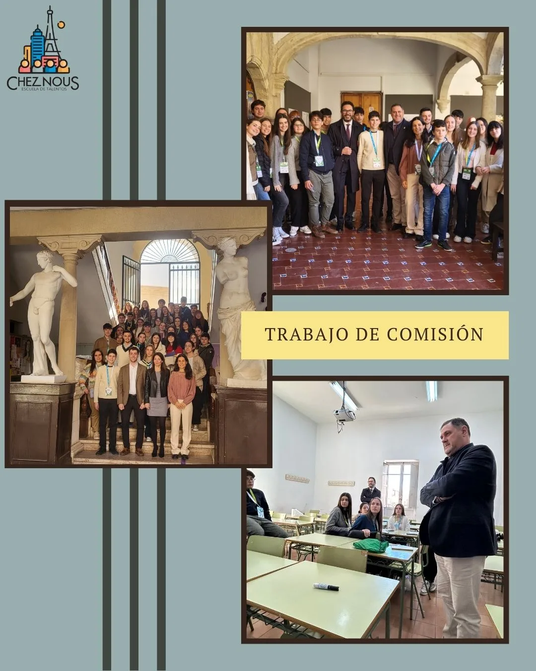 Collage del trabajo en comisión durante el Modelo de Parlamento Andaluz